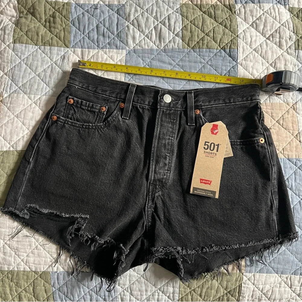 Levi's 501 Black Denim Jean Shorts - Picture 2 of 4